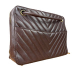 Chanel Burgundy Leather V Stitch Shoulder Bag 1990's