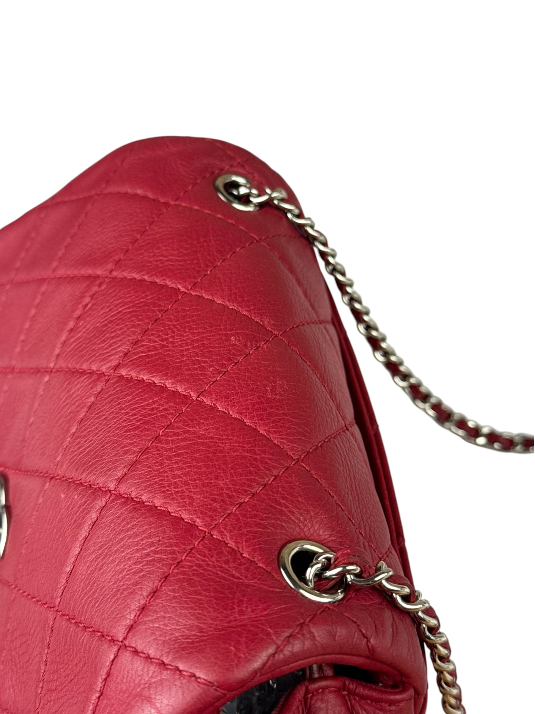 Chanel Red Quilted Leather CC Curvy Flap Bag 2015