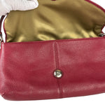 Coach Burgundy Pebbled Leather Flap Pochette