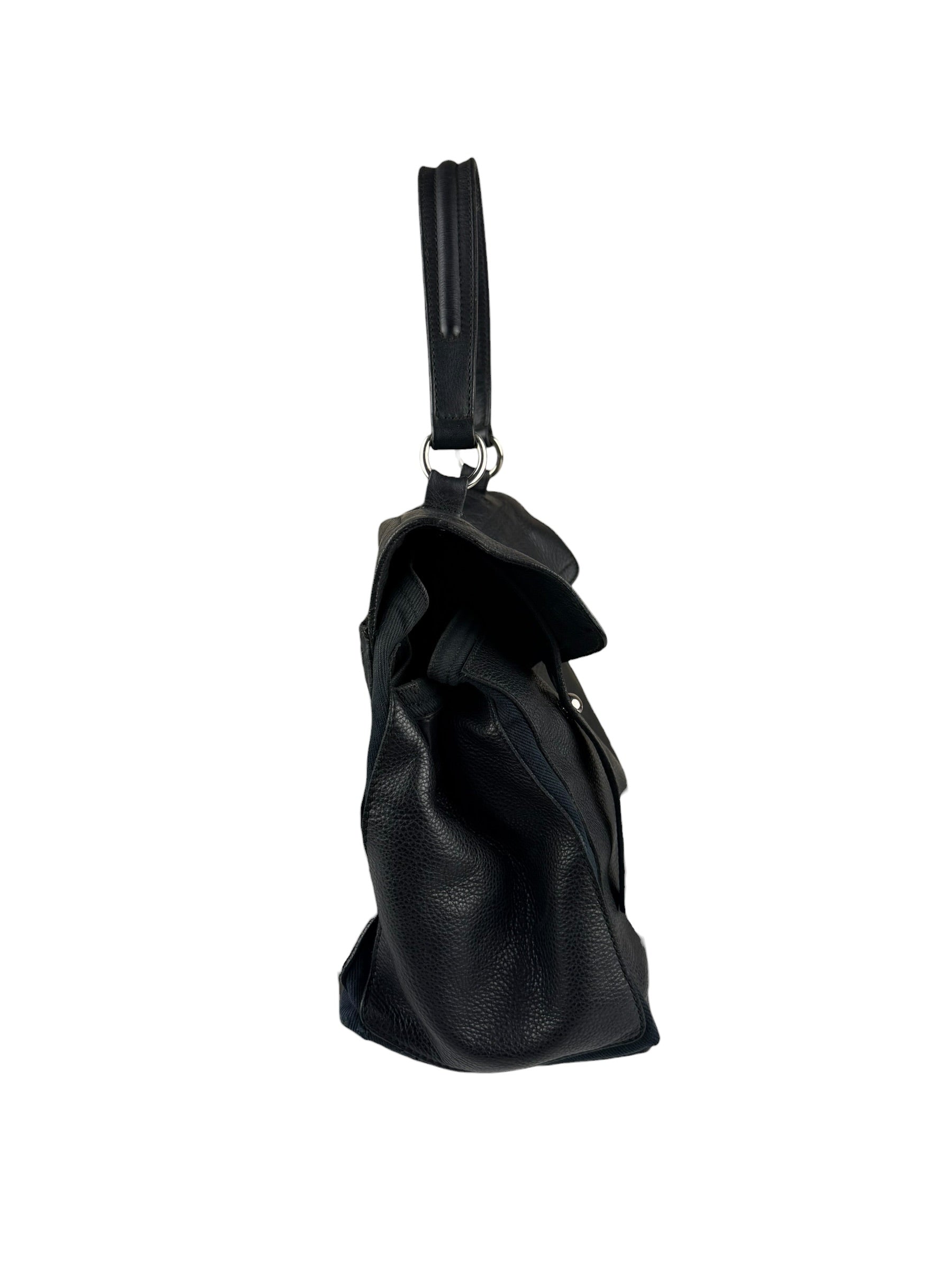 Saint Laurent Vintage Black Leather Top Handle Bag