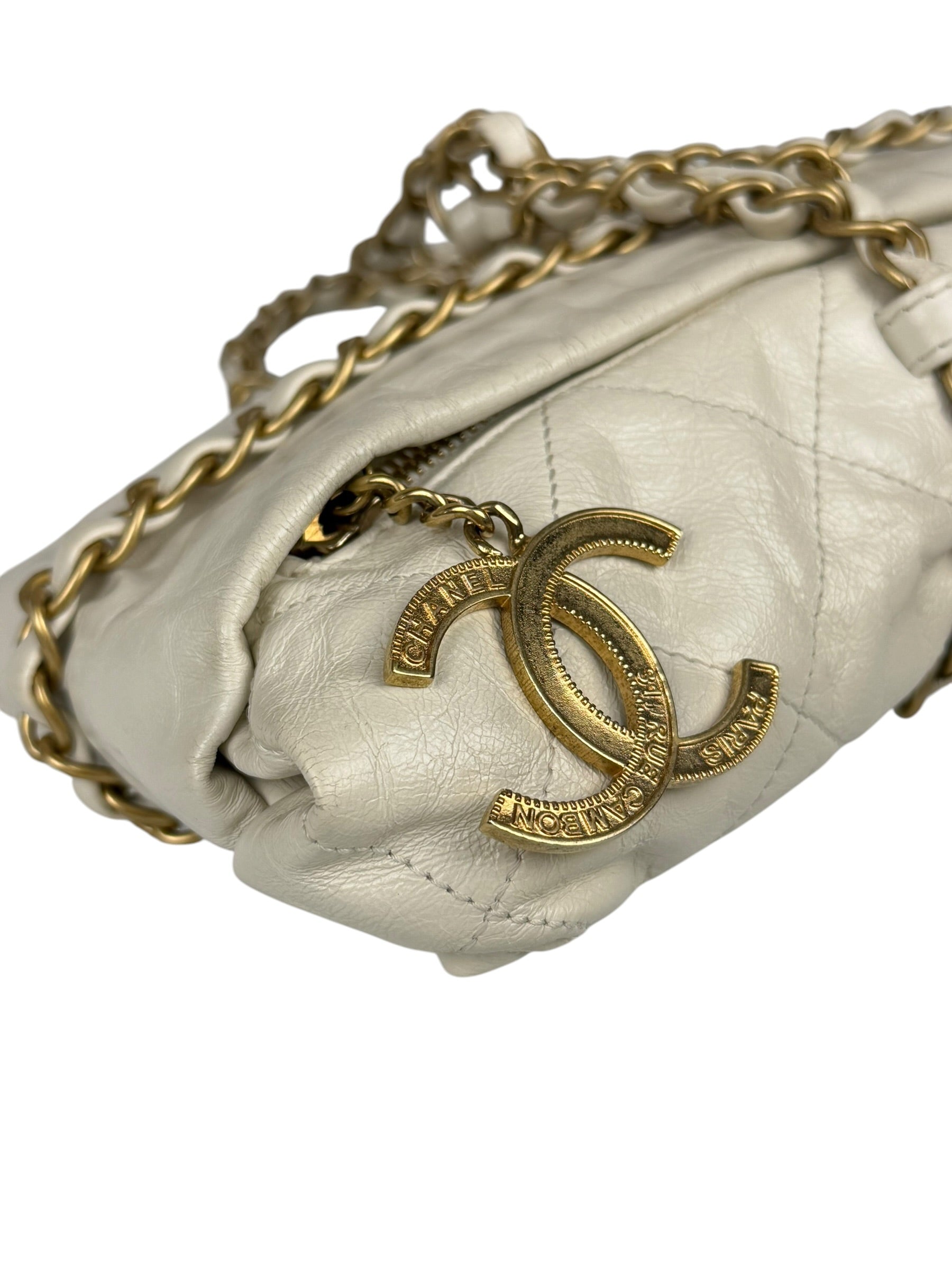Chanel White Quilted Leather Midnight Swim Baluchon Clutch 2012
