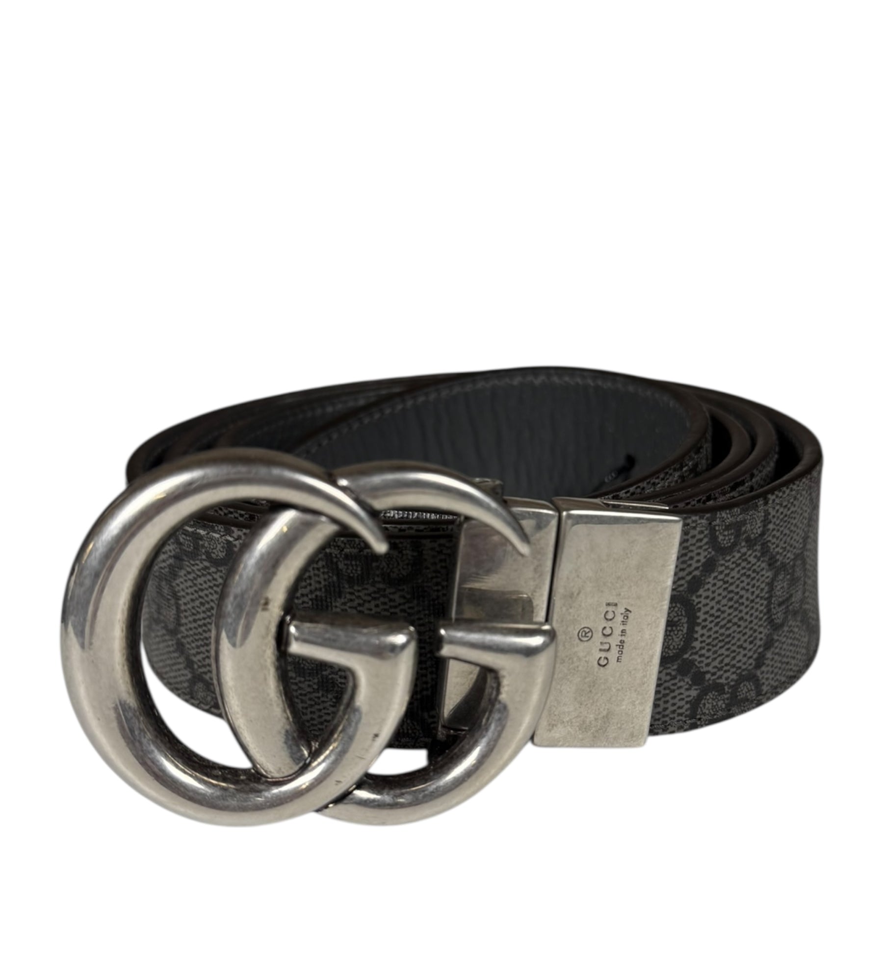 Gucci Belt Reversible Black GG Supreme/Black Silver Hardware