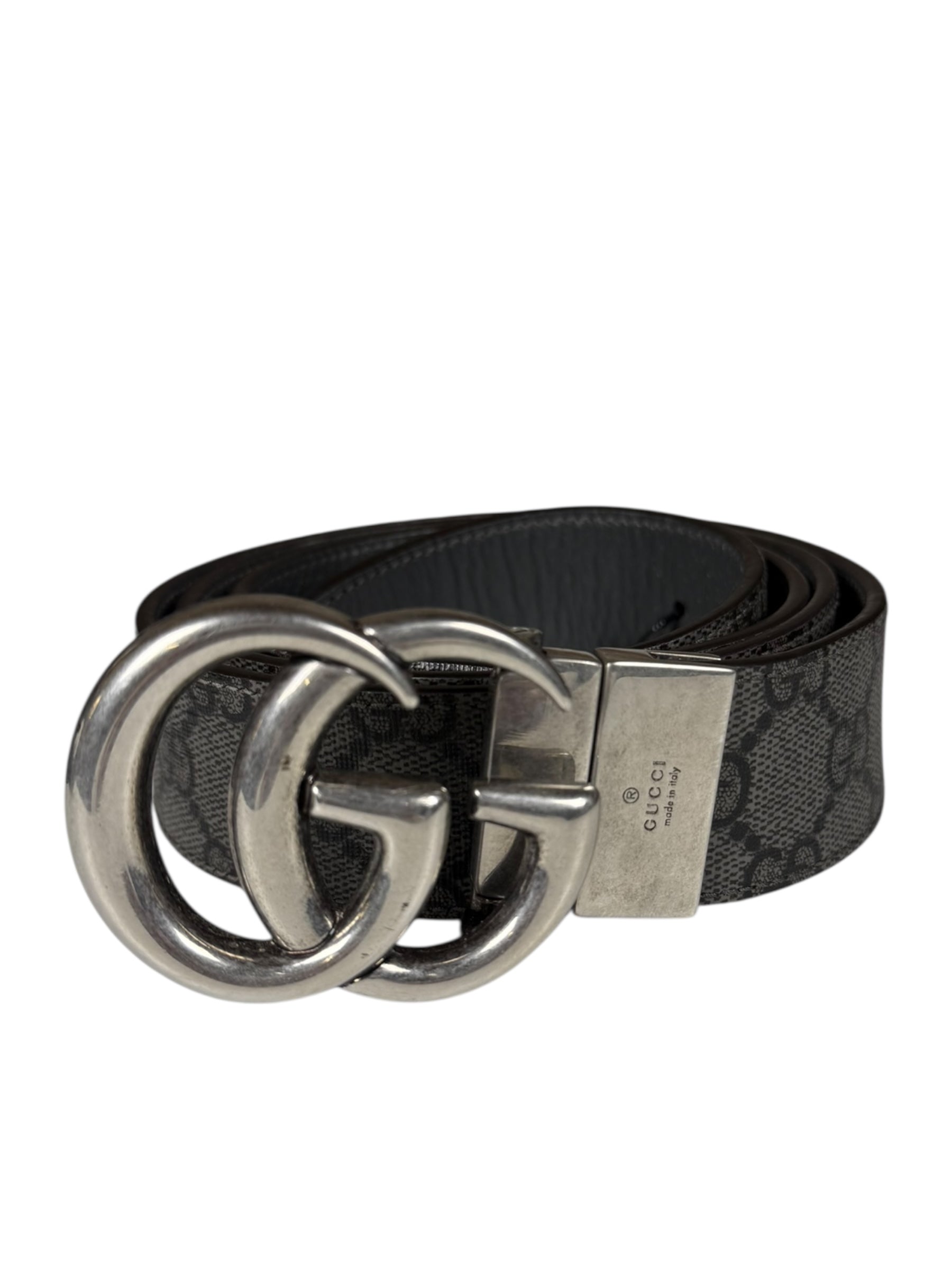 Gucci Belt Reversible Black GG Supreme/Black Silver Hardware