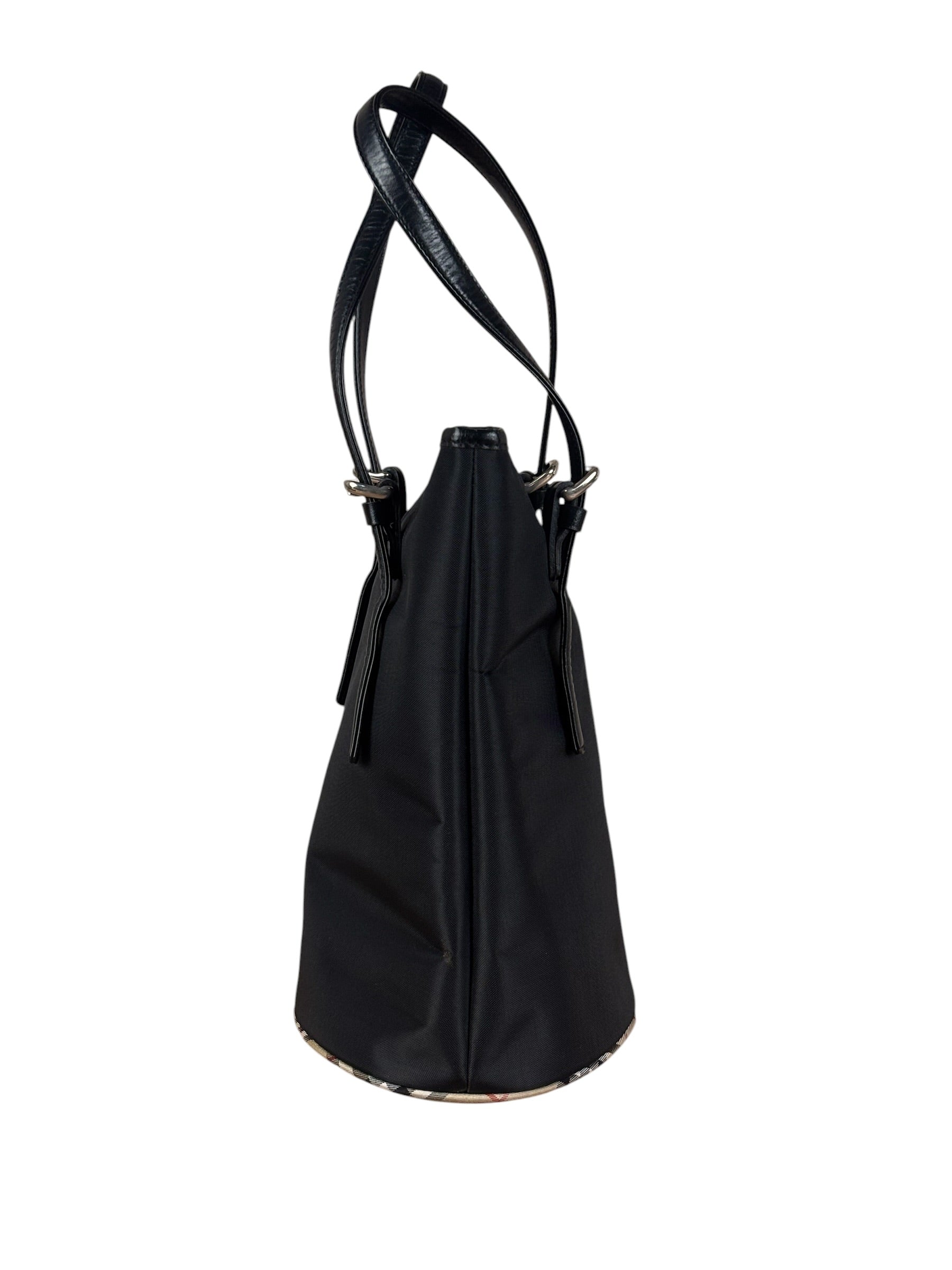 Burberry Vintage Blue Label Nylon Bucket Tote Bag