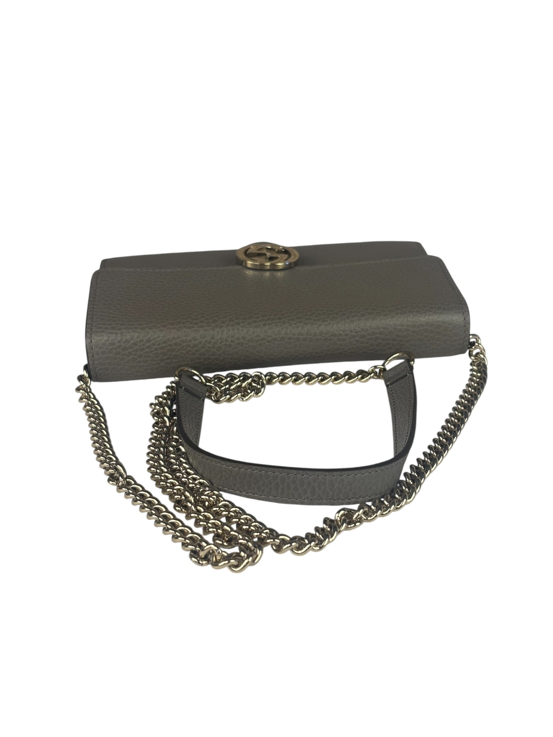 Gucci Grey Leather Wallet On Chain