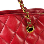 Chanel Vintage Red Quilted Lambskin Shoulder Bag 1989
