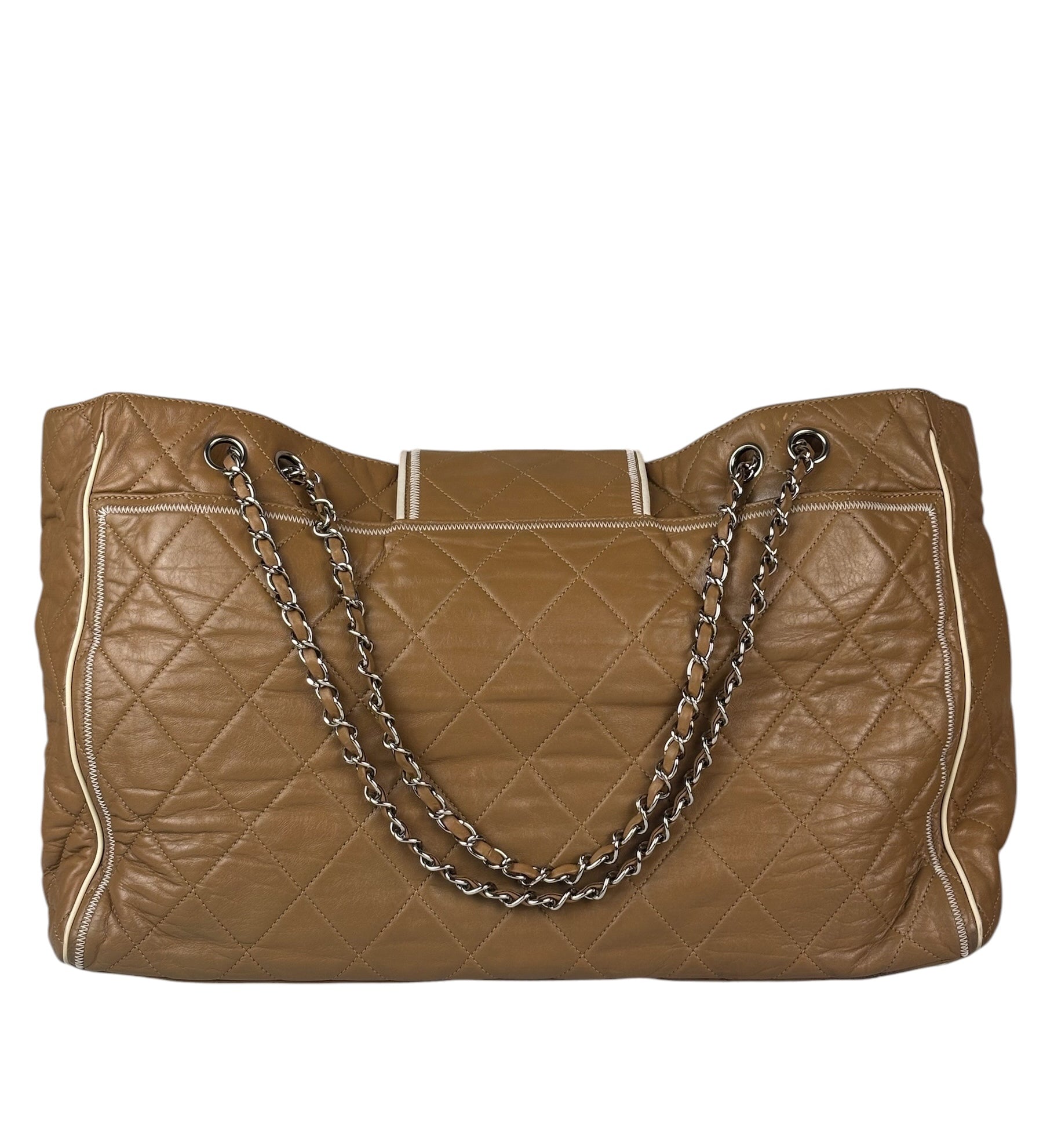 Chanel Camel Quilted Lambskin East-West Large Chain Tote 2008