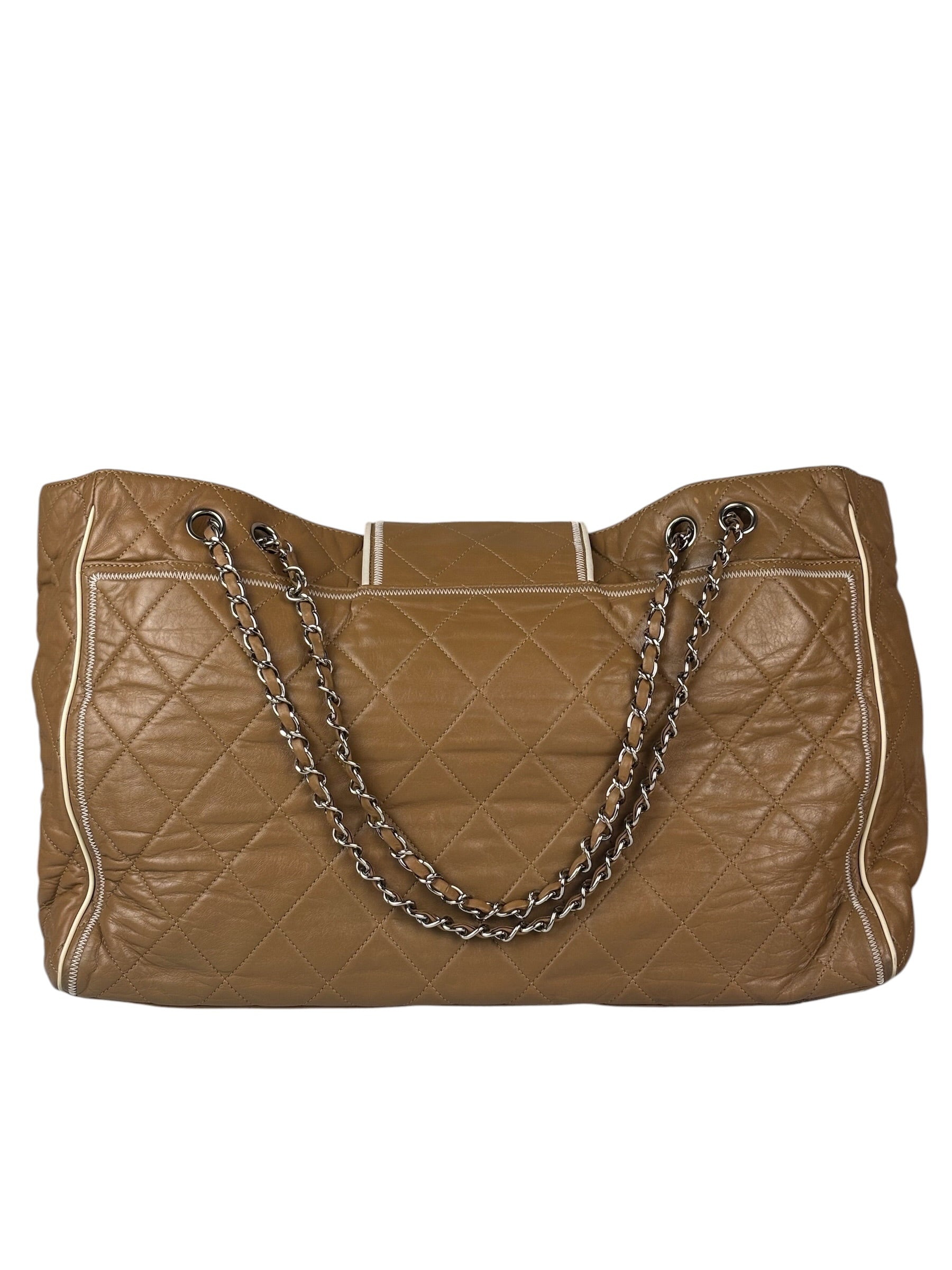Chanel Camel Quilted Lambskin East-West Large Chain Tote 2008