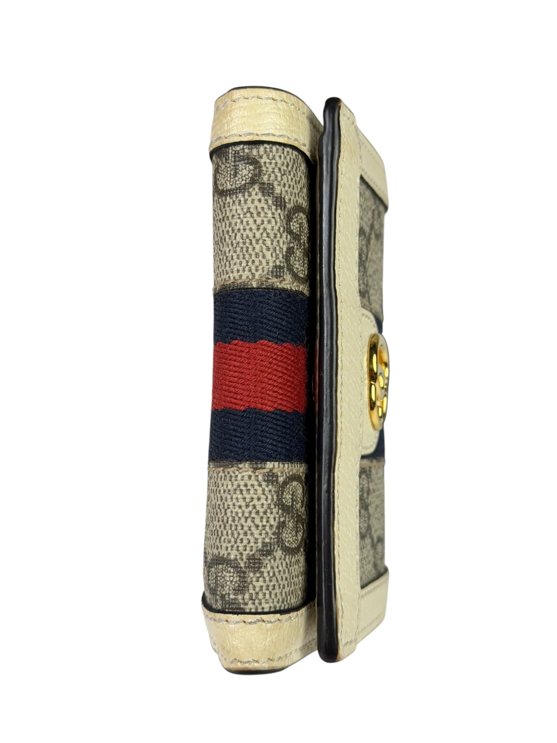 Gucci Beige Leather Trim Ophidia GG Supreme Card Case
