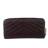 Saint Laurent Plum Chevron Leather Long Zip Wallet