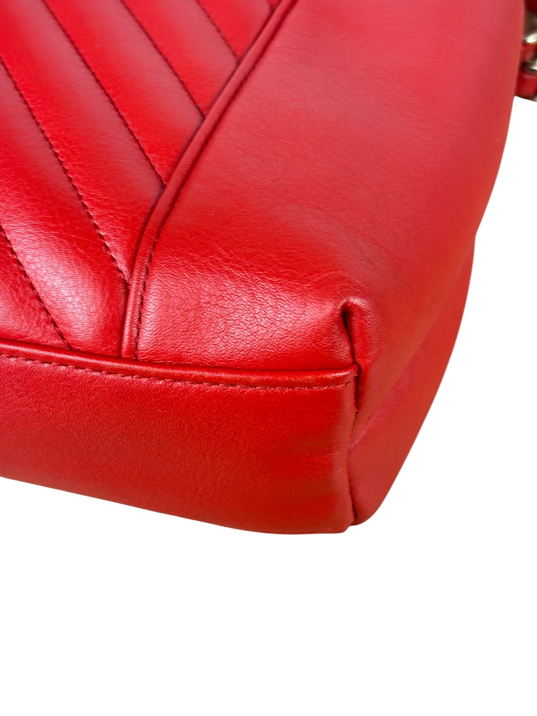 Chanel Red Chevron Leather Flap Bag 2019