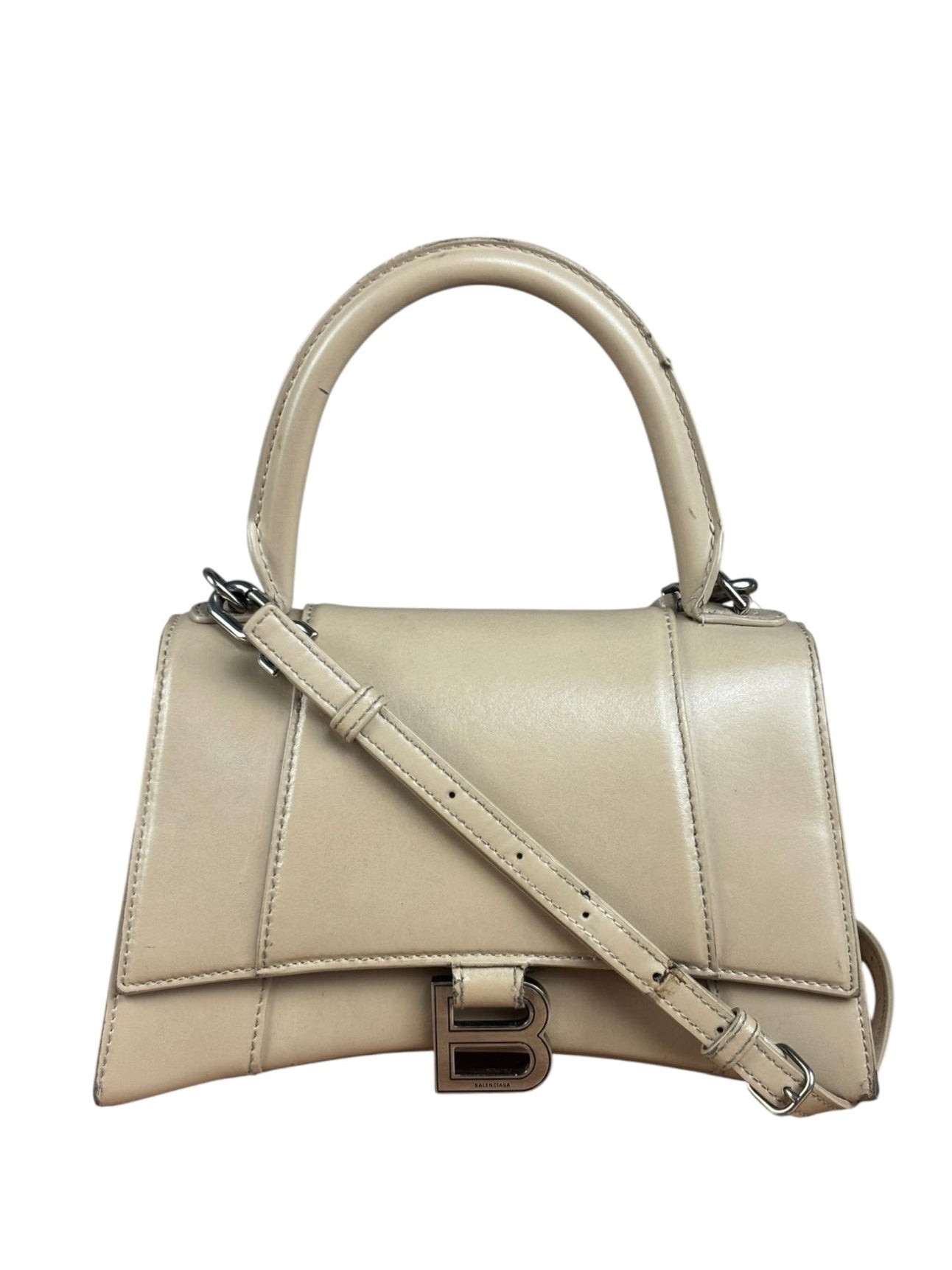 Balenciaga Beige Hourglass Top Handle Bag