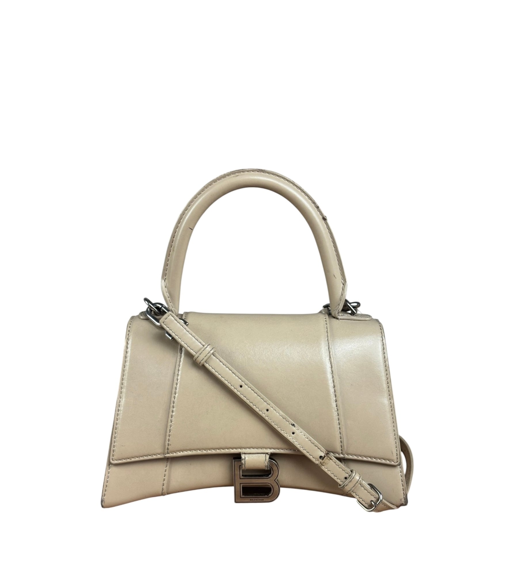 Balenciaga Beige Hourglass Top Handle Bag