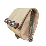 Fendi Pink Python Flower Studded Mini Chain Shoulder Bag