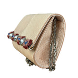 Fendi Pink Python Flower Studded Mini Chain Shoulder Bag