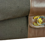 Chanel Brown Vertical Stitch Two-Toned CC Double Flap Bag 90s