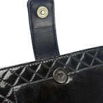 Chanel Navy Patent Leather Matelasse Chain Pouch 2013
