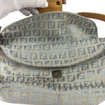 Fendi Leather Light Blue Trim Zucca Baguette
