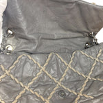 Chanel Grey Leather Ultra Stitch Classic Flap Shoulder Bag 1990