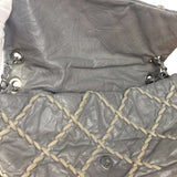Chanel Grey Leather Ultra Stitch Classic Flap Shoulder Bag 1990
