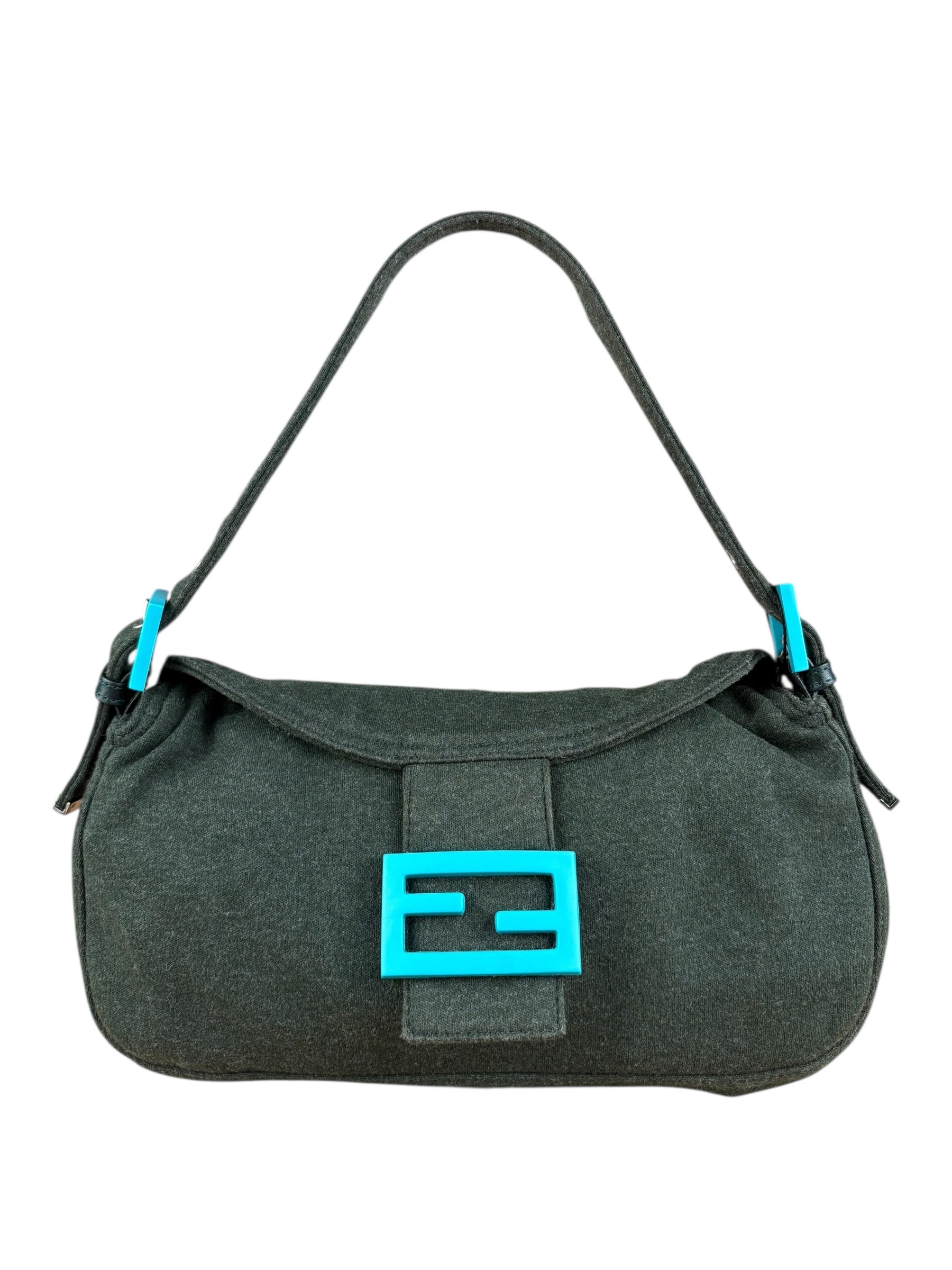 Fendi Green FF Cotton Baguette
