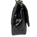 Chanel Black Patent Leather Quilted Leather Double Flap Jumbo Bag 2012