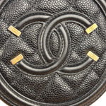 Chanel Black Quilted Caviar Leather CC Filigree Round Chain Clutch 2019
