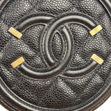 Chanel Black Quilted Caviar Leather CC Filigree Round Chain Clutch 2019