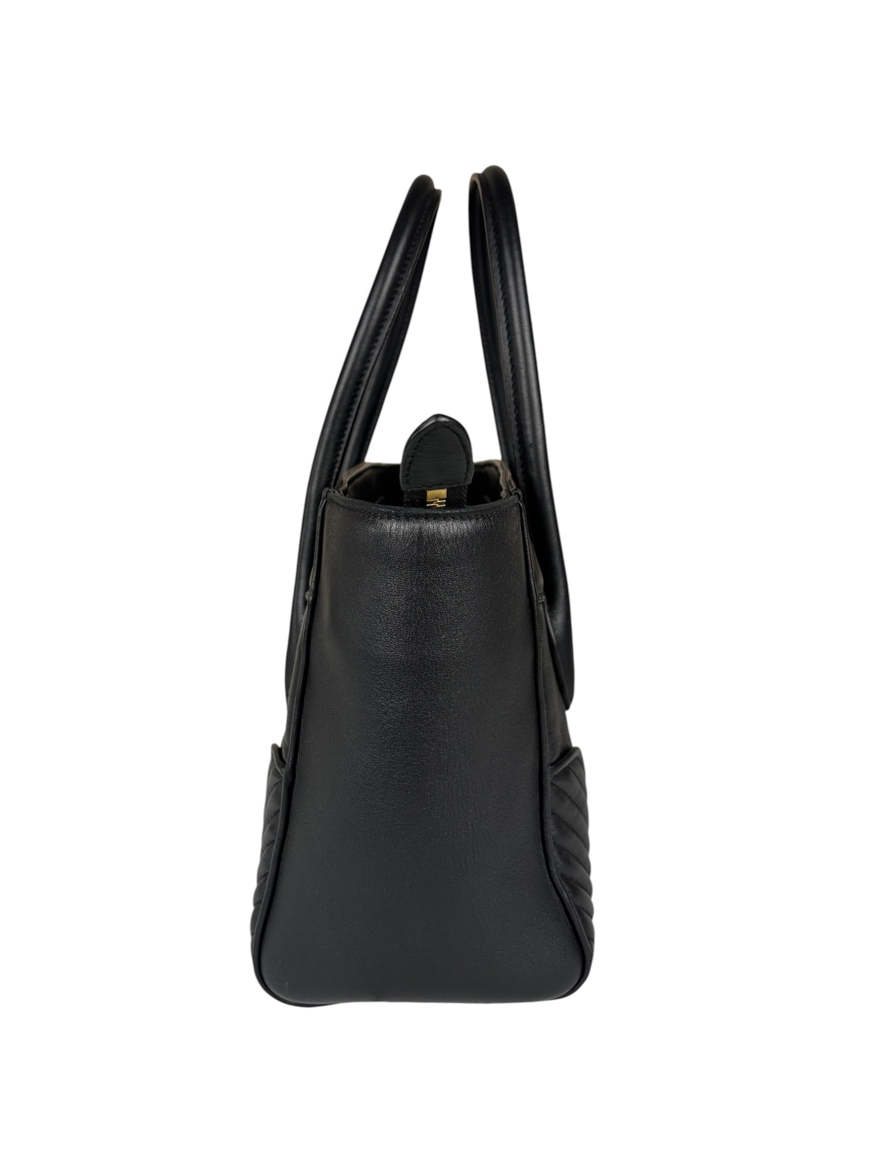 Miu Miu Black Leather Nappa Biker Tote Bag