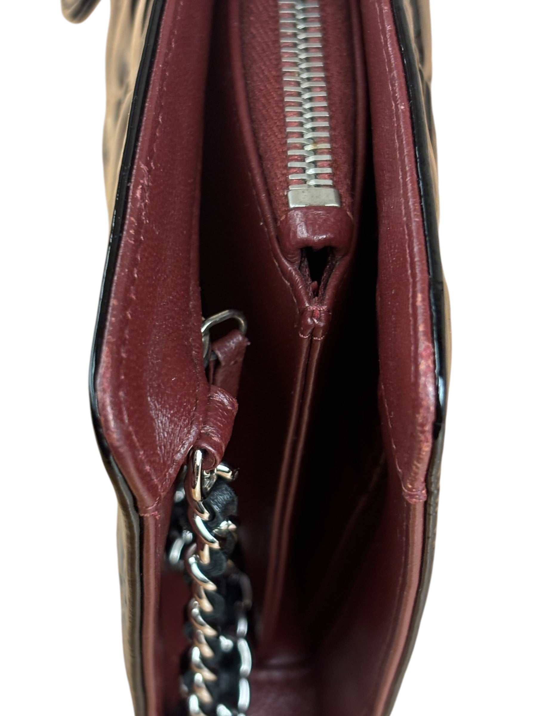 Chanel Black/Burgundy Chain Wallet Shoulder Bag 2010