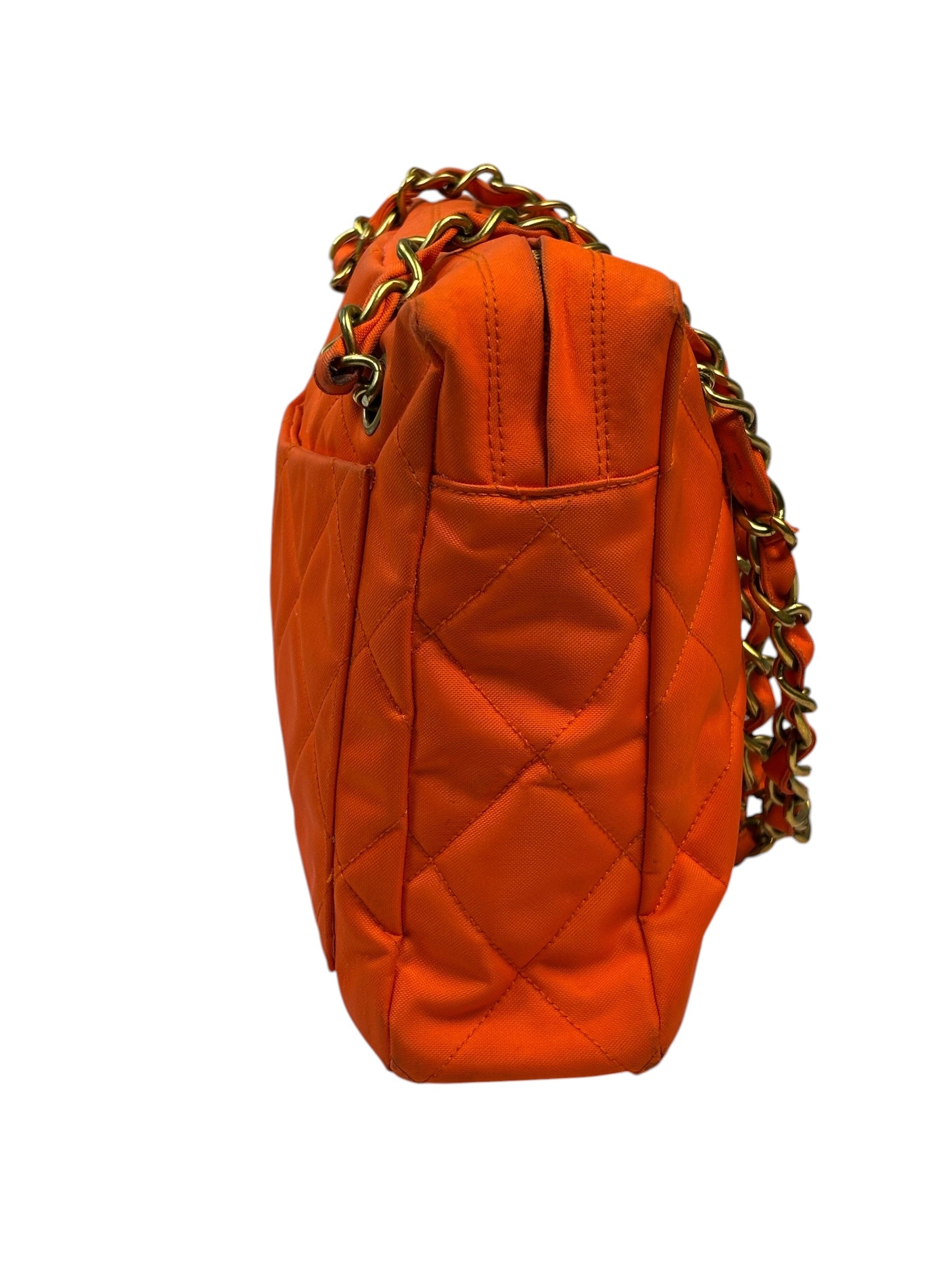Chanel Orange Quilted Nylon Classic Jersey Camera Bag 2012