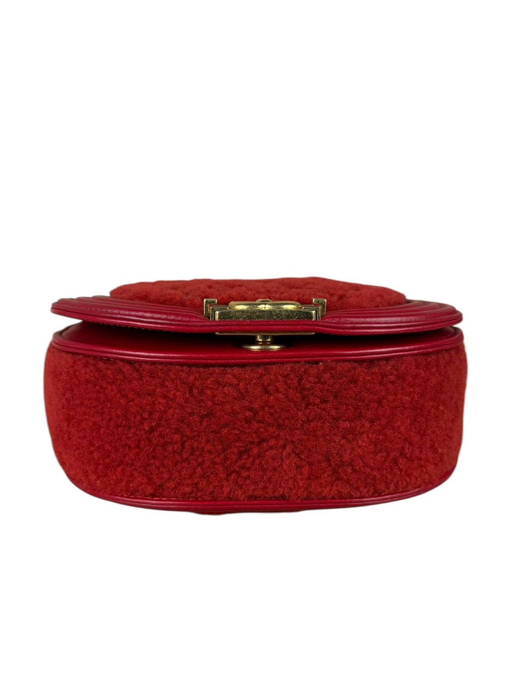Chanel Red Leather Trim/Quilted Wool Boy Curved Small Messenger Bag Early 20s