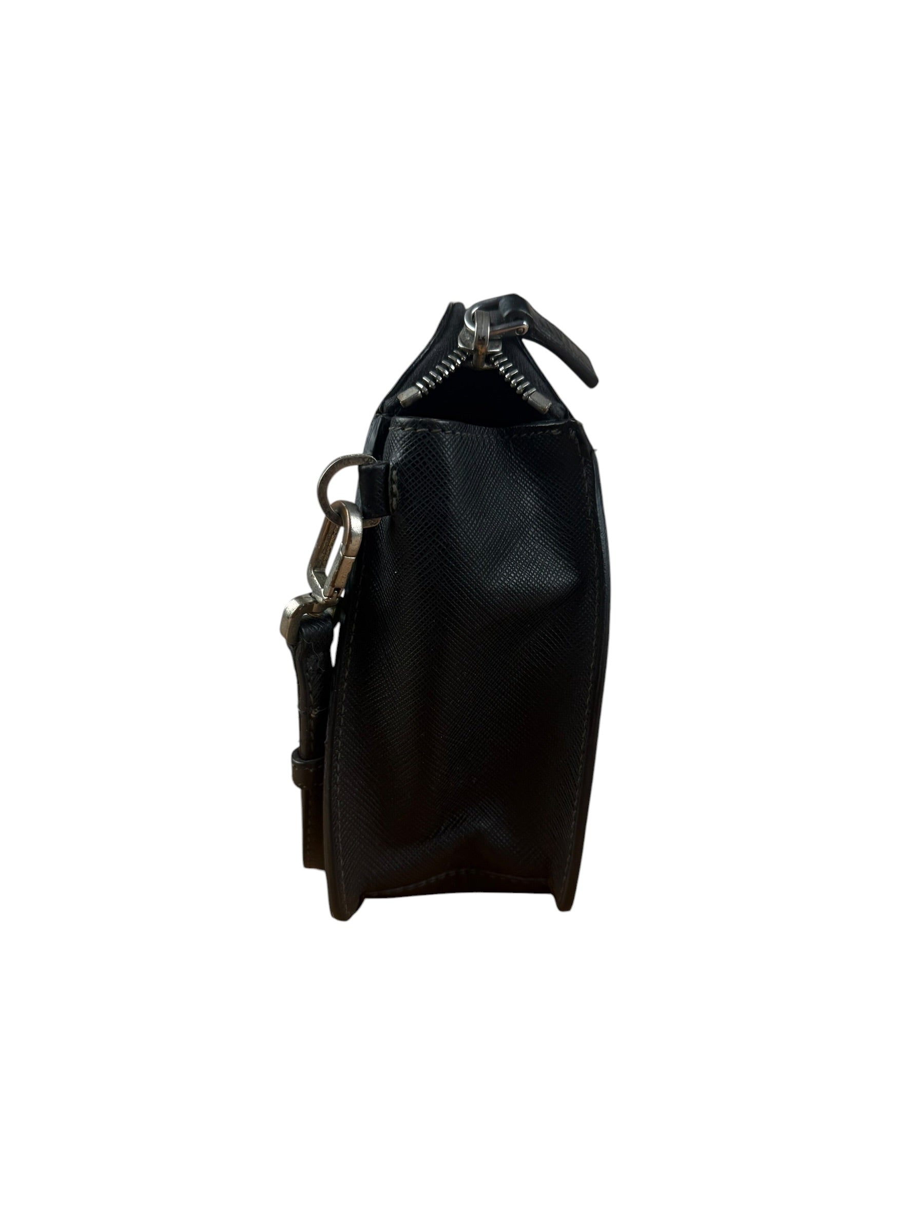 Prada Black Saffiano Bellhop Leather Travel Pouch
