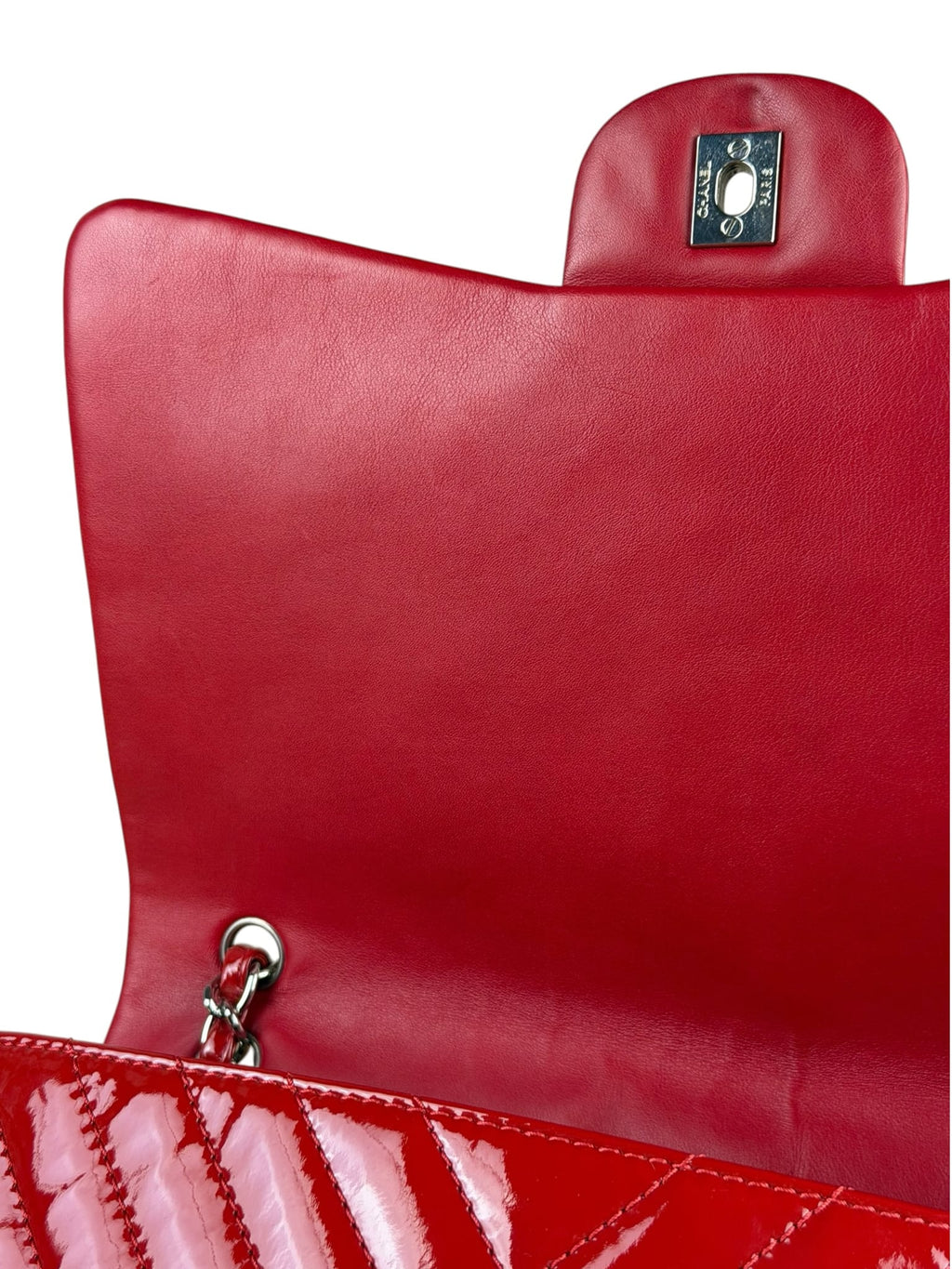 Chanel Red Patent Chevron Jumbo Flap 2010