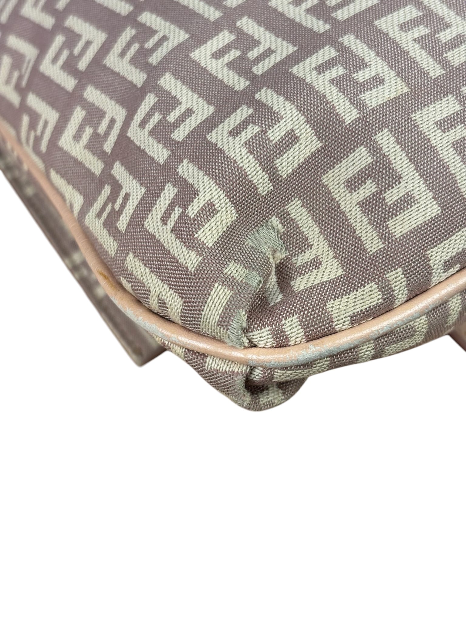 Fendi Pastel Pink Leather Trim Zucca Flap Vitello Tube Messenger Bag