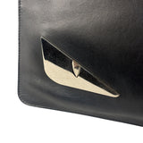 Fendi Black Leather Monsters Zip Clutch