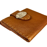 Fendi Bronze Bi-Fold Pebbled Leather Wallet
