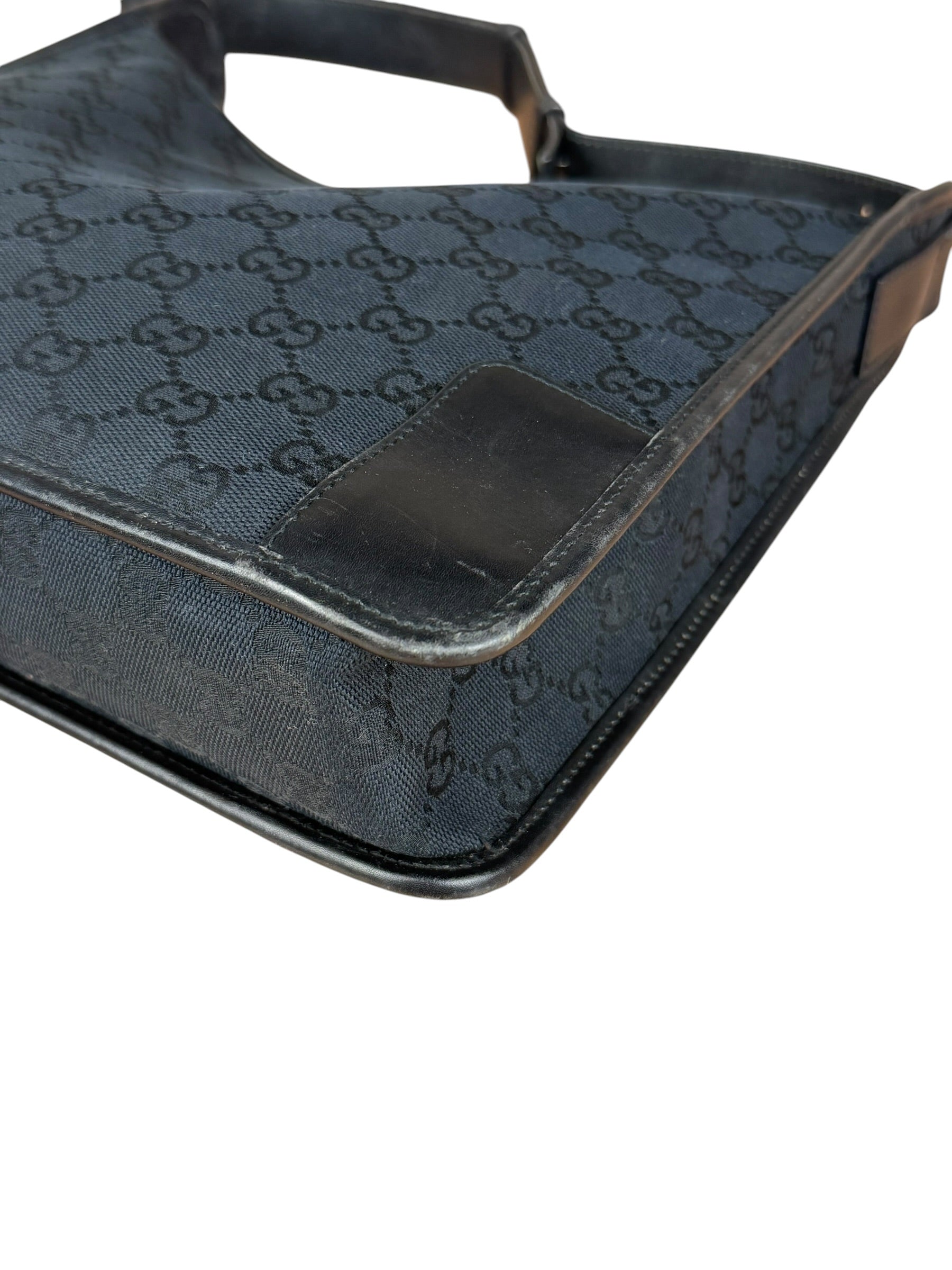 Gucci Vintage Black GG Canvas Shoulder Bag