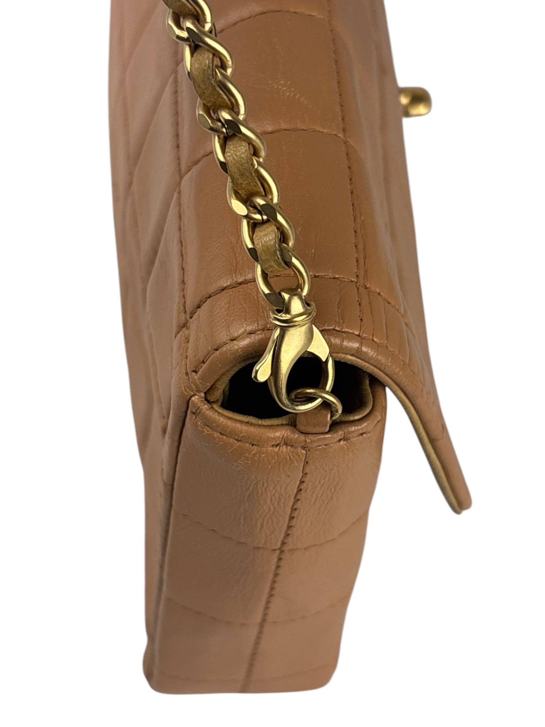 Chanel Vintage Beige Leather  Chocolate Bar East- 1987