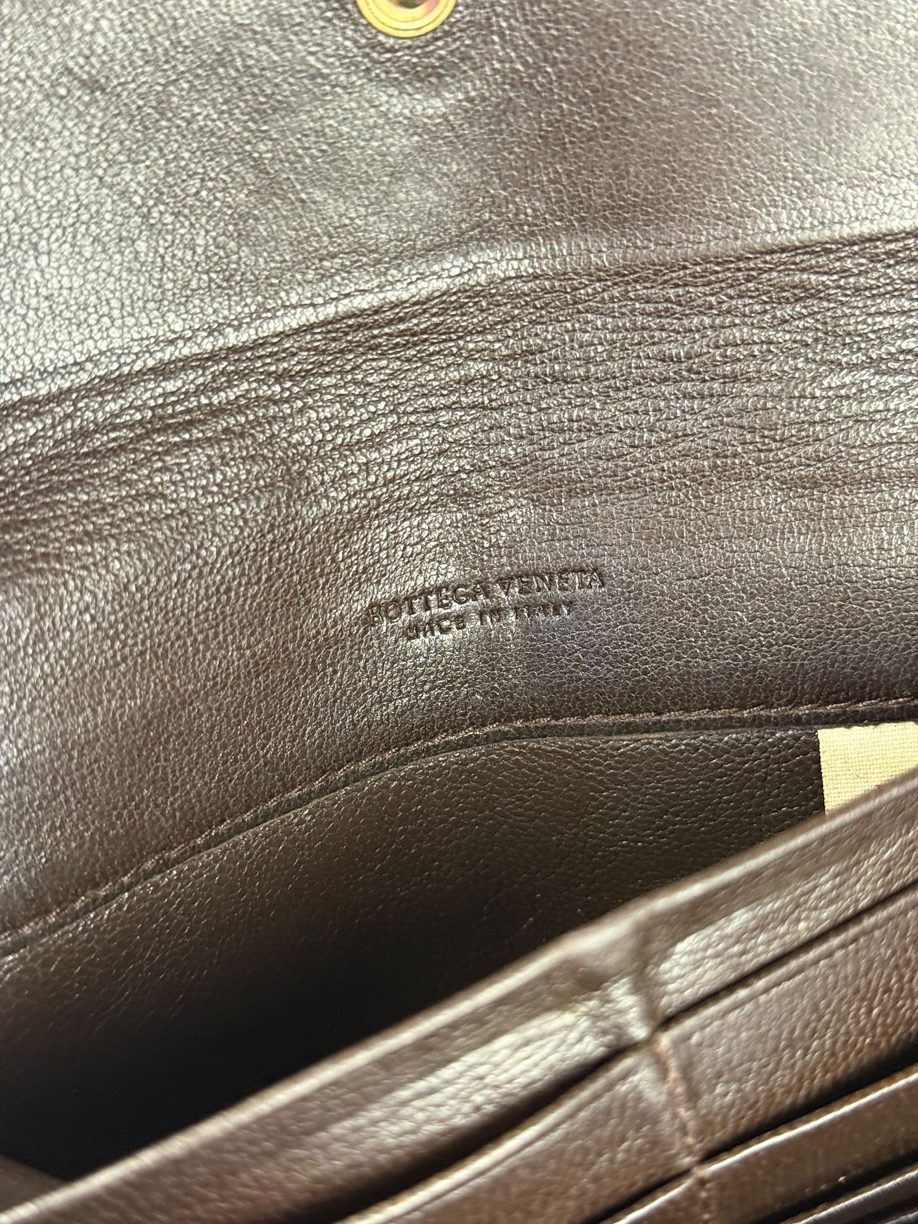 Bottega Veneta Vintage Brown Intrecciato Long Wallet