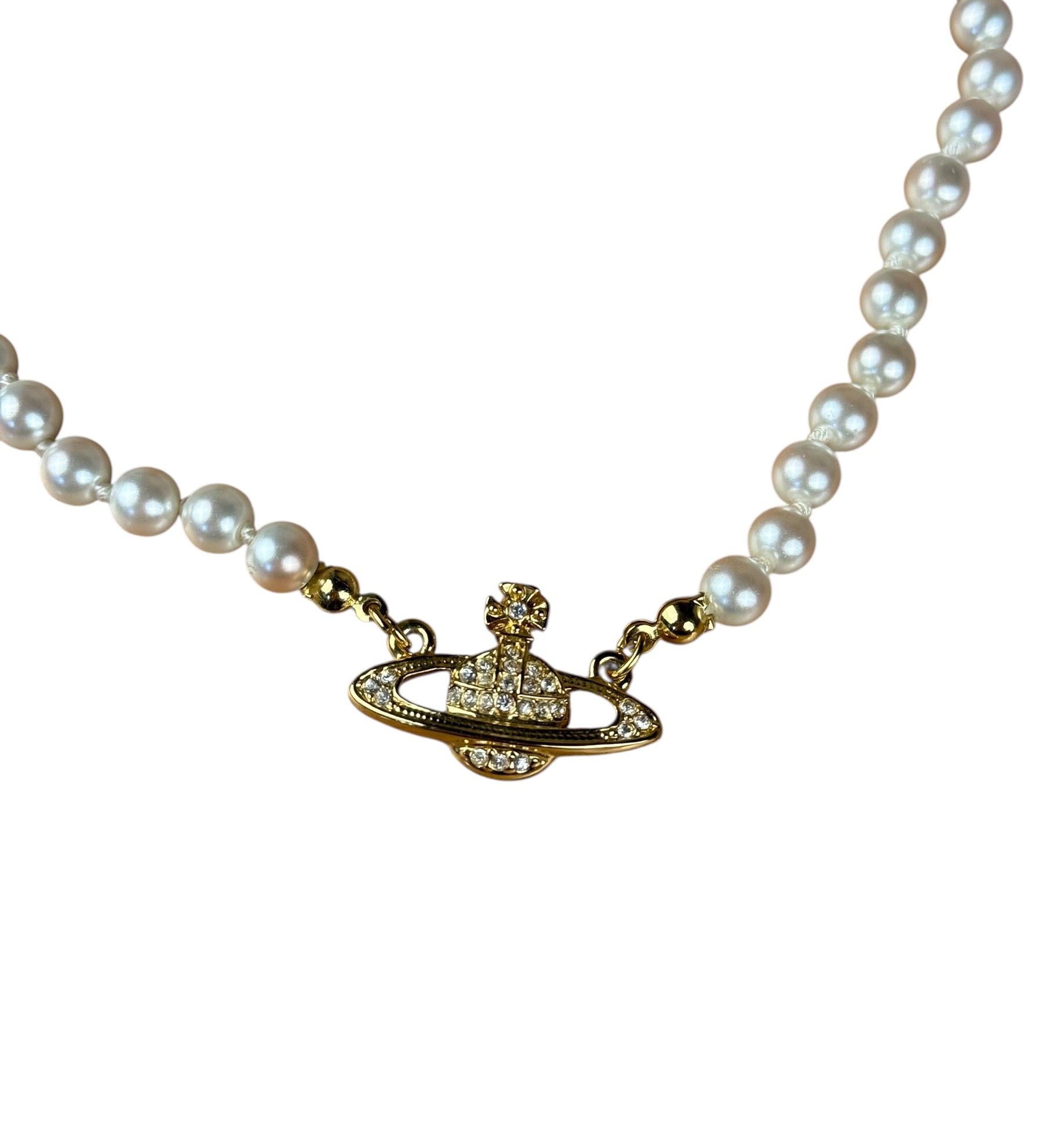 Vivienne Westwood Gold Orb Pearl Necklace