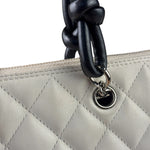 Chanel White Calfskin Quilted Python-Embossed Ligne Cambon Flat Tote Bag 2004