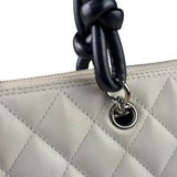 Chanel White Calfskin Quilted Python-Embossed Ligne Cambon Flat Tote Bag 2004