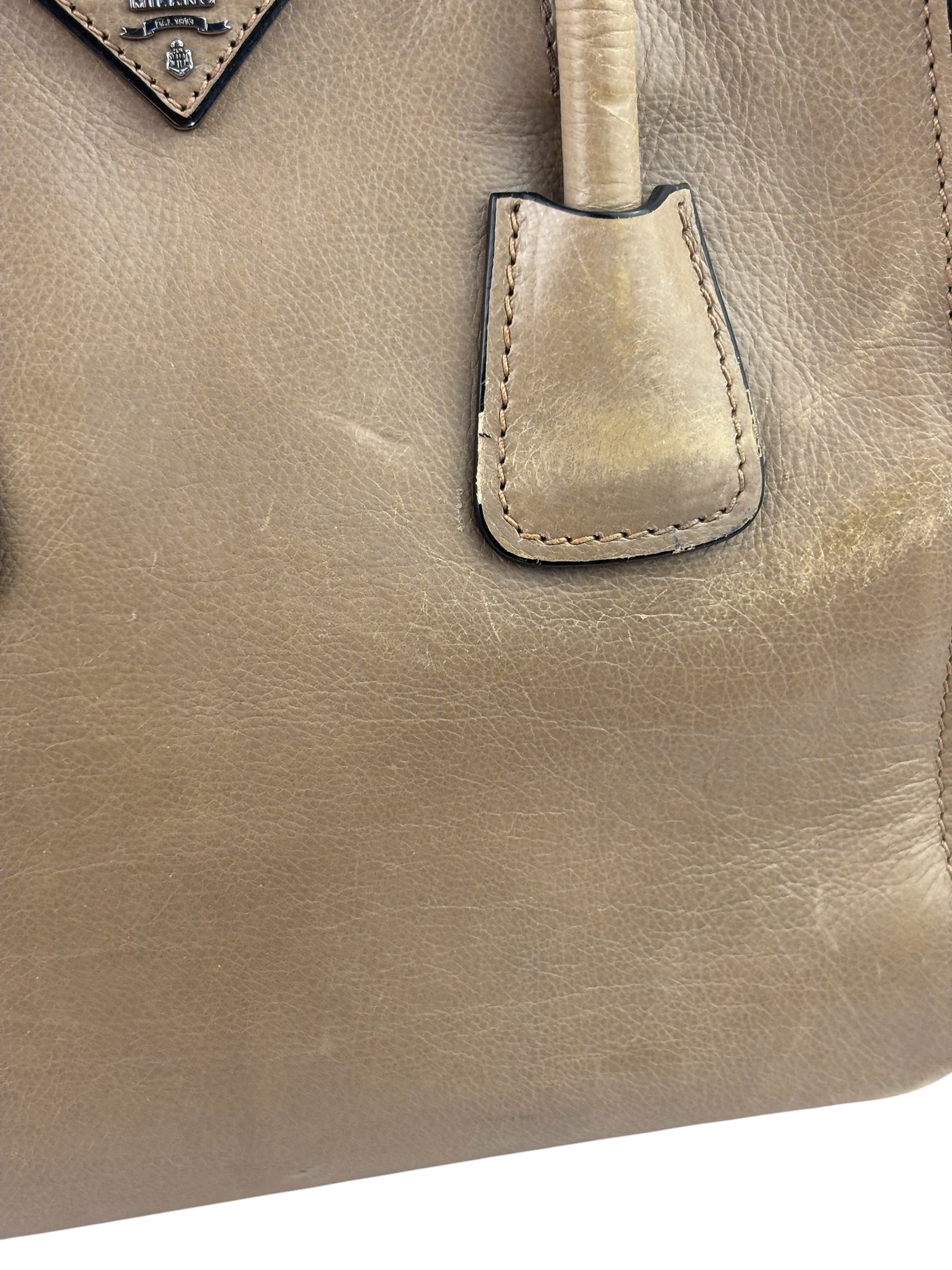 Prada Beige Glace Calf Twin Tote