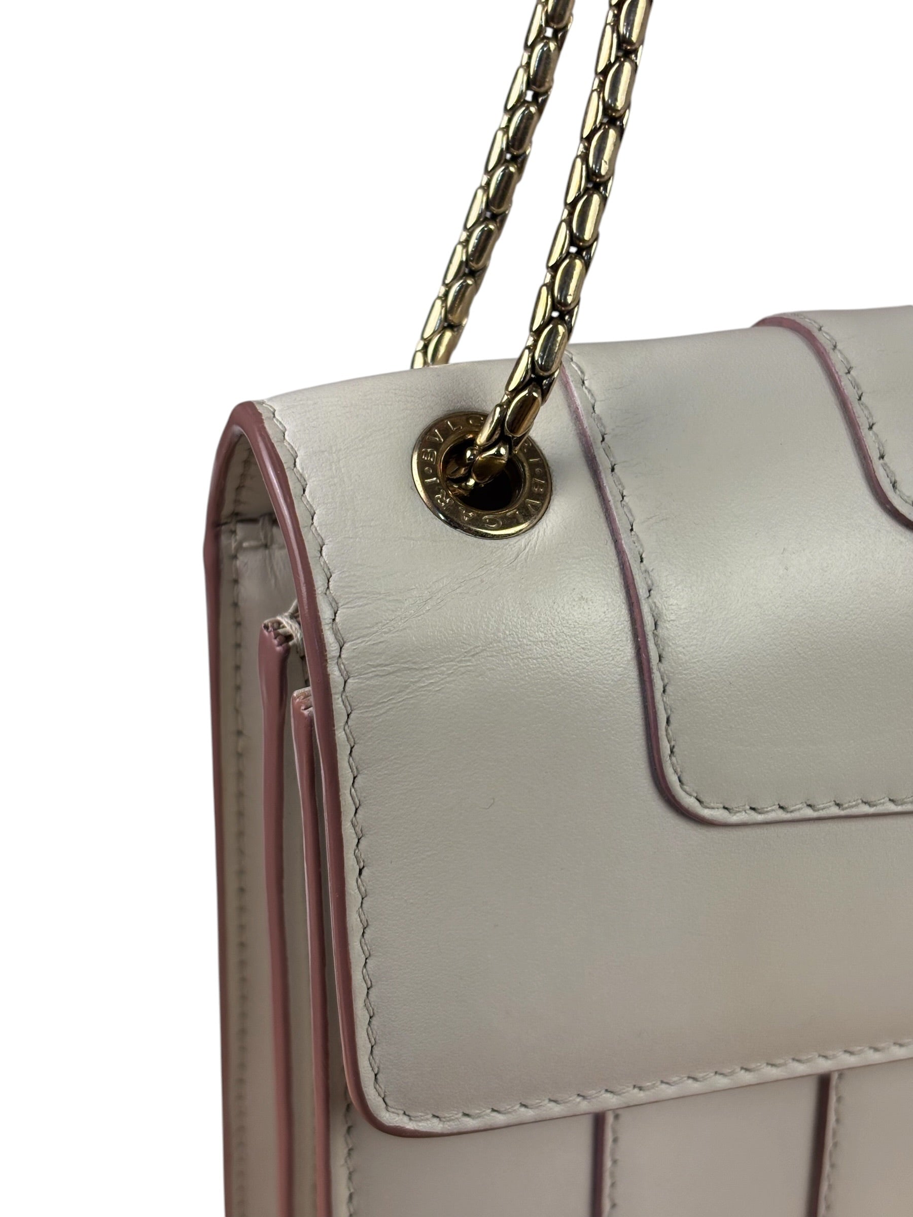 Bvlgari White/Pink Leather Serpenti Forever Shoulder Bag