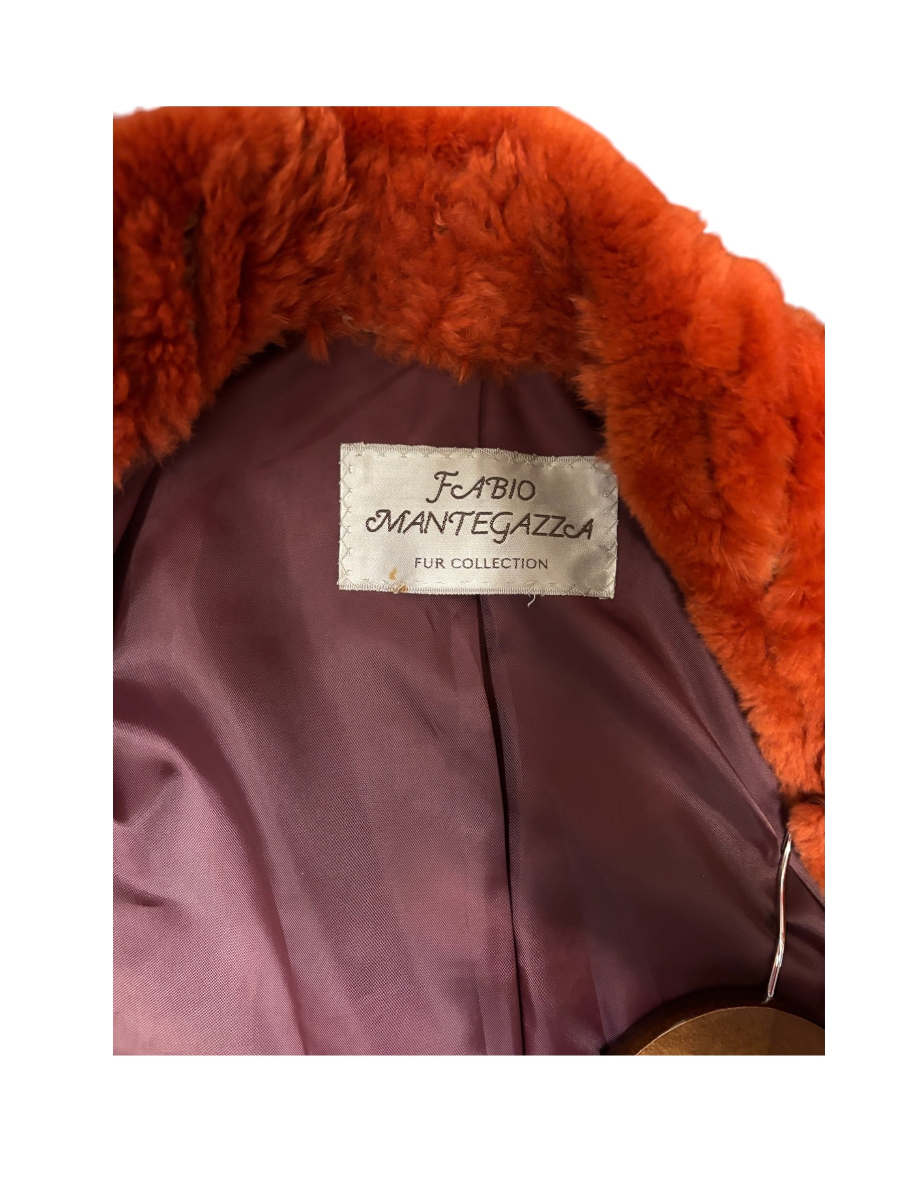 Fabio Mantegazza Vintage Orange Sheared Faux Fur Coat