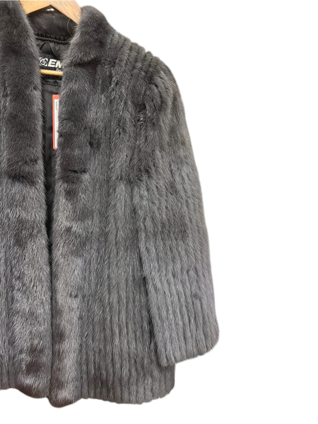 Vintage Dark Grey Mink Striped Fur Coat