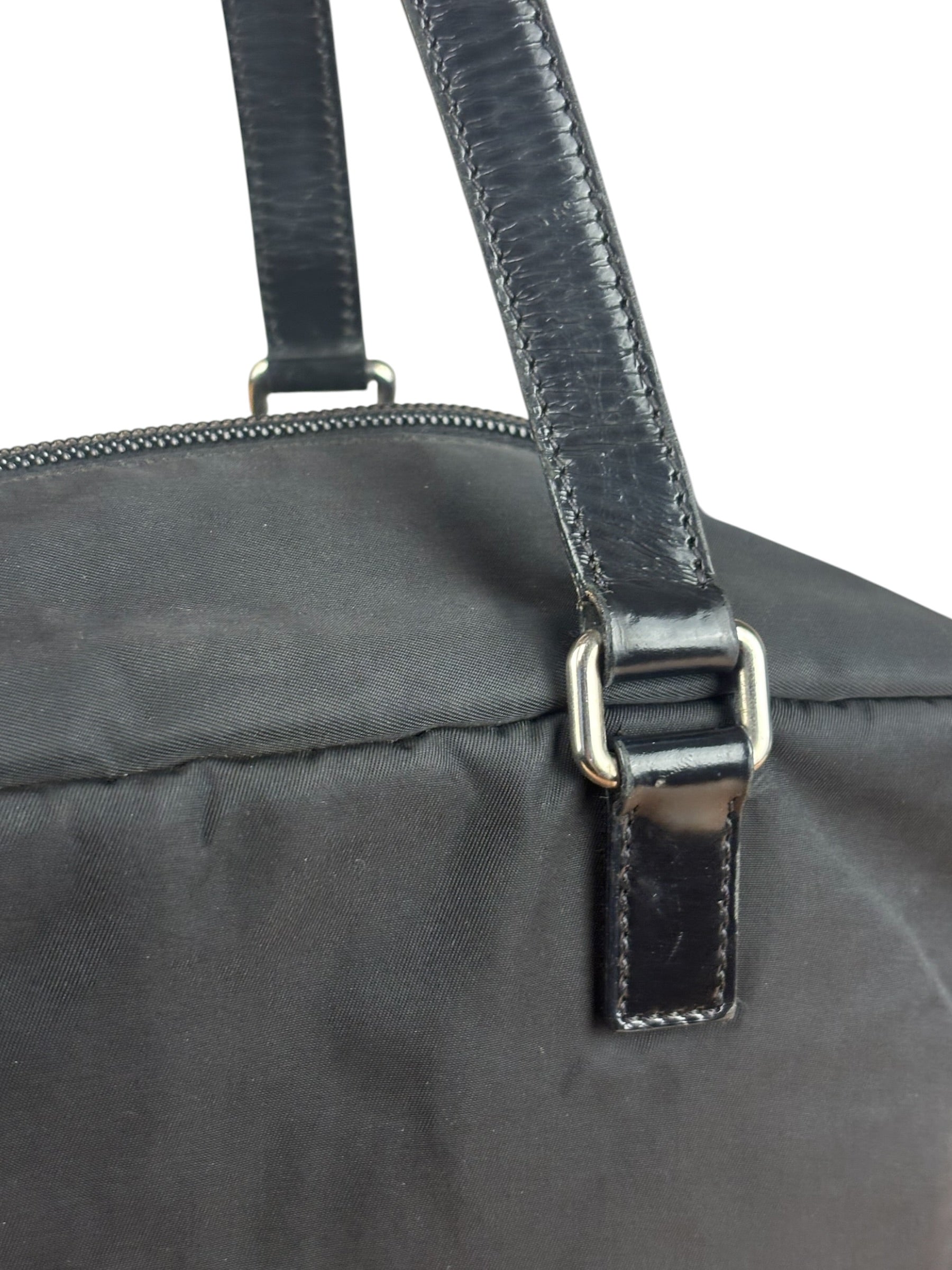 Prada Vintage Black Nylon/Patent Shoulder Bag