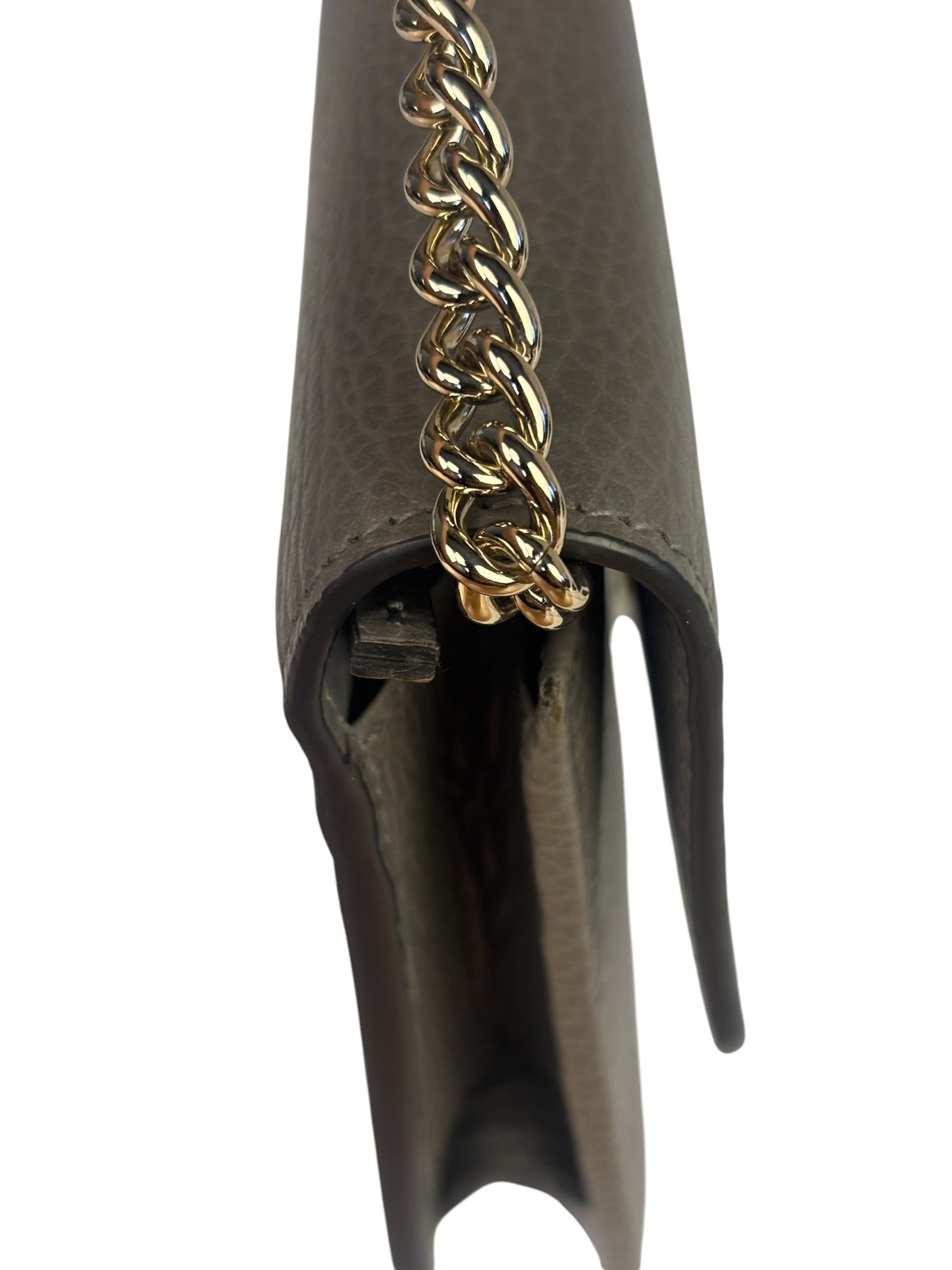 Gucci Grey Leather Wallet On Chain