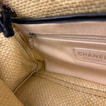 Chanel Black Leather Raffia Fringe CC Flap Shoulder Bag 2009